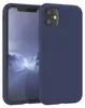 A blue silicone case for an iPhone 11 is shown from a diagonal angle, with the phone screen visible. Produktbild-Vorschau