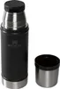 A black Stanley thermos bottle and its cap are shown against a white background. Náhled obrázku produktu
