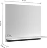 A white mirror with a shelf attached, showing dimensions. Produktbild-Vorschau