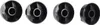 Four black plastic knobs are arranged in a row on a white background. Produktbild-Vorschau