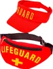 A red lifeguard visor and a red fanny pack are displayed against a white background. Produktbild-Vorschau