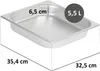 A stainless steel food pan with dimensions and capacity indicated. Podgląd zdjęcia produktu