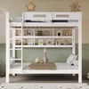 A white bunk bed with shelves filled with books and decorations, set in a child's bedroom. Produktbild-Vorschau