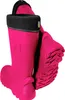 A pair of pink rubber boots with black cuffs. Produktbild-Vorschau