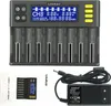 A battery charger and its accessories are displayed on a light gray background. Produktbild-Vorschau