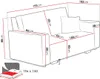 A line drawing of a sofa with dimensions indicated by red lines and numbers. Náhled obrázku produktu
