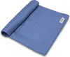 A blue swaddle blanket is rolled up on one end and laid out flat on a white background. Produktbild-Vorschau