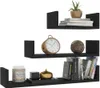 Three black U-shaped wall shelves are displayed against a white background, each holding various decorative items and books. Anteprima dell’immagine prodotto