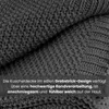 A close-up of a dark gray knitted blanket with text overlay. Náhľad obrázku produktu