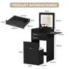 Toaletní stolek Puluomis 3 v 1 s LED osvětleným zrcadlem, Náhled obrázku produktu 4