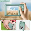 A hand holding a green digital camera, with a landscape scene on its screen. Below, two smaller images show the camera being placed in a pocket and held on a wrist. Náhľad obrázku produktu