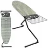 An ironing board is shown in two states: folded and unfolded, with a wire rack attached to the unfolded board. Produktbild-Vorschau