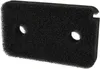 A black foam filter with two circular holes and a notch at the top right. Produktbild-Vorschau