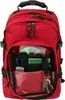 A red Eastpak backpack is shown with its main compartment open, revealing some contents. Anteprima dell’immagine prodotto