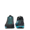 Zwei Paar Mescalito GTX Approach Schuhe von Scarpa; schwarz mit blauen Akzenten; von hinten sichtbar. Podgląd zdjęcia produktu
