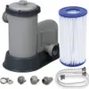 A pool filter pump and its accessories are displayed against a white background. Produktbild-Vorschau