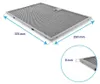 A metal grease filter for a kitchen hood, shown from a diagonal angle with dimensions indicated. Produktbild-Vorschau