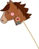 A drawing of a horse head on a stick, with a rosette decoration. Produktbild-Vorschau