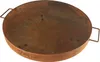 A round, rusty metal fire pit with two handles, shown from a slightly elevated angle against a white background. Anteprima dell’immagine prodotto