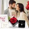 Ewige Rose mit Silberkette, Herzform, rot, 8,8 cm, Geschenk Voir les images du produit
