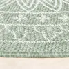 A close-up view of the edge of a round rug with a geometric pattern. Produktbild-Vorschau
