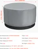 A gray circular outdoor furniture cover with dimensions and specifications listed below. Podgląd zdjęcia produktu