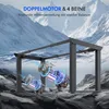 A black metal table frame with dual motors is shown against a backdrop of snowy mountains and rocky terrain. Anteprima dell’immagine prodotto