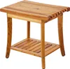 A wooden shower bench with a shelf. Podgląd zdjęcia produktu