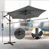 Fiqops Sonnenschirm Grau LED Solar Ø350cm Ampelschirm Produktbild-Vorschau 2