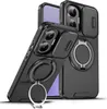 Two black phone cases with camera protection and ring stands are displayed against a white background. Produktbild-Vorschau