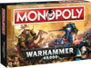The image shows the front of a Monopoly Warhammer 40,000 board game box, featuring artwork of characters from the Warhammer 40,000 universe. Produktbild-Vorschau