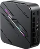 A black Blackview MP100 Pro Mini PC is shown from a three-quarter angle against a black background. Produktbild-Vorschau