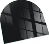 A dark, semi-circular glass hearth plate with reflections of a grid pattern. Produktbild-Vorschau