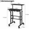 A diagram showing the dimensions of a black standing desk. Podgląd zdjęcia produktu