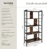 Étagère Charleston 75,5x30x155cm - Bois foncé industriel, Voir les images du produit 6