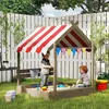 Outsunny zandbak met dak, houten zandbak met zitplaats voor Productafbeelding-voorbeeld 2