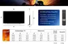 A diagram showing the dimensions of a TV, along with a table of specifications and a list of included items. Produktbild-Vorschau