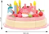 A wooden toy birthday cake with decorations and candles. Anteprima dell’immagine prodotto