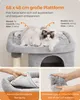 A cat tree with two cats on top, and close-up images of its features. Produktbild-Vorschau