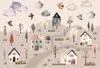 Vlies Fototapete - Scandinavian Valley - Village in Pastel Produktbild-Vorschau 6
