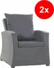 A single grey rattan armchair with cushions, shown from the front-left. A red circle with '2x' is in the top right corner. Anteprima dell’immagine prodotto