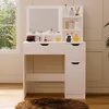 Moderna toeletta bianca da trucco con specchio in stile Anteprima dell’immagine prodotto 5