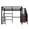 A loft bed with a desk and shelves, shown against a white background. Produktbild-Vorschau