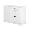 A white sideboard or dresser with three doors and one drawer, shown from a three-quarter angle against a white background. Anteprima dell’immagine prodotto