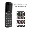 A senior phone and its keypad are displayed next to a diagram illustrating shortcut dialing. Produktbild-Vorschau
