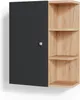 A wall-mounted cabinet with a dark gray door and open wooden shelves. Náhled obrázku produktu