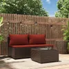 3-tlg. Garten-Lounge-Set mit Kissen Braun Poly Rattan Produktbild-Vorschau 2