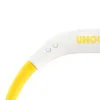 Close-up of a white and yellow neck fan with buttons and text. Anteprima dell’immagine prodotto