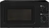 A black microwave oven is shown from the front. Produktbild-Vorschau