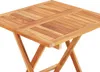 A close-up view of a wooden folding bistro table. Produktbild-Vorschau